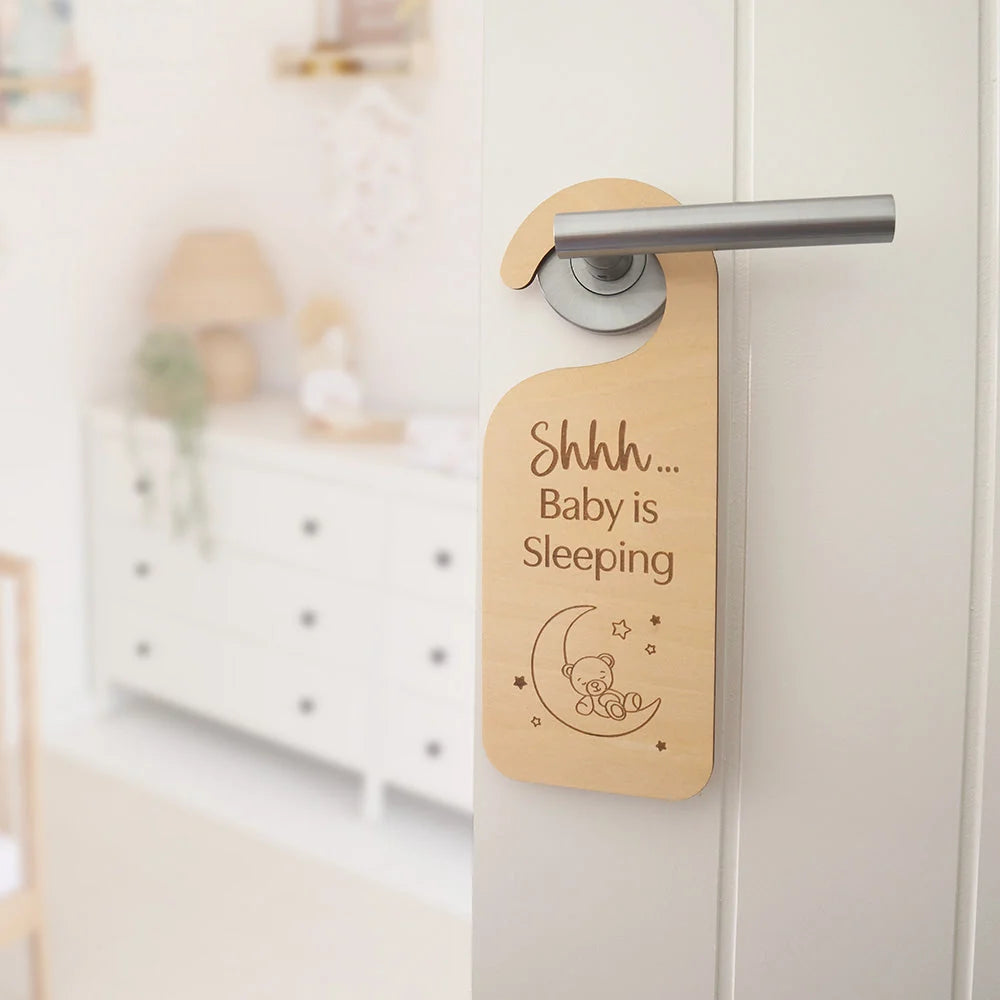 Sleeping Baby Wooden Door Hanger