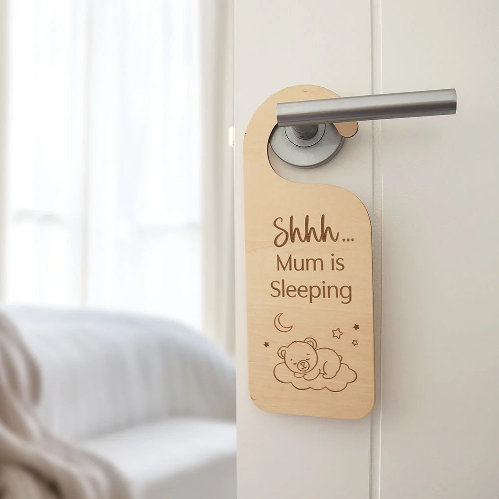 Sleeping Baby Wooden Door Hanger