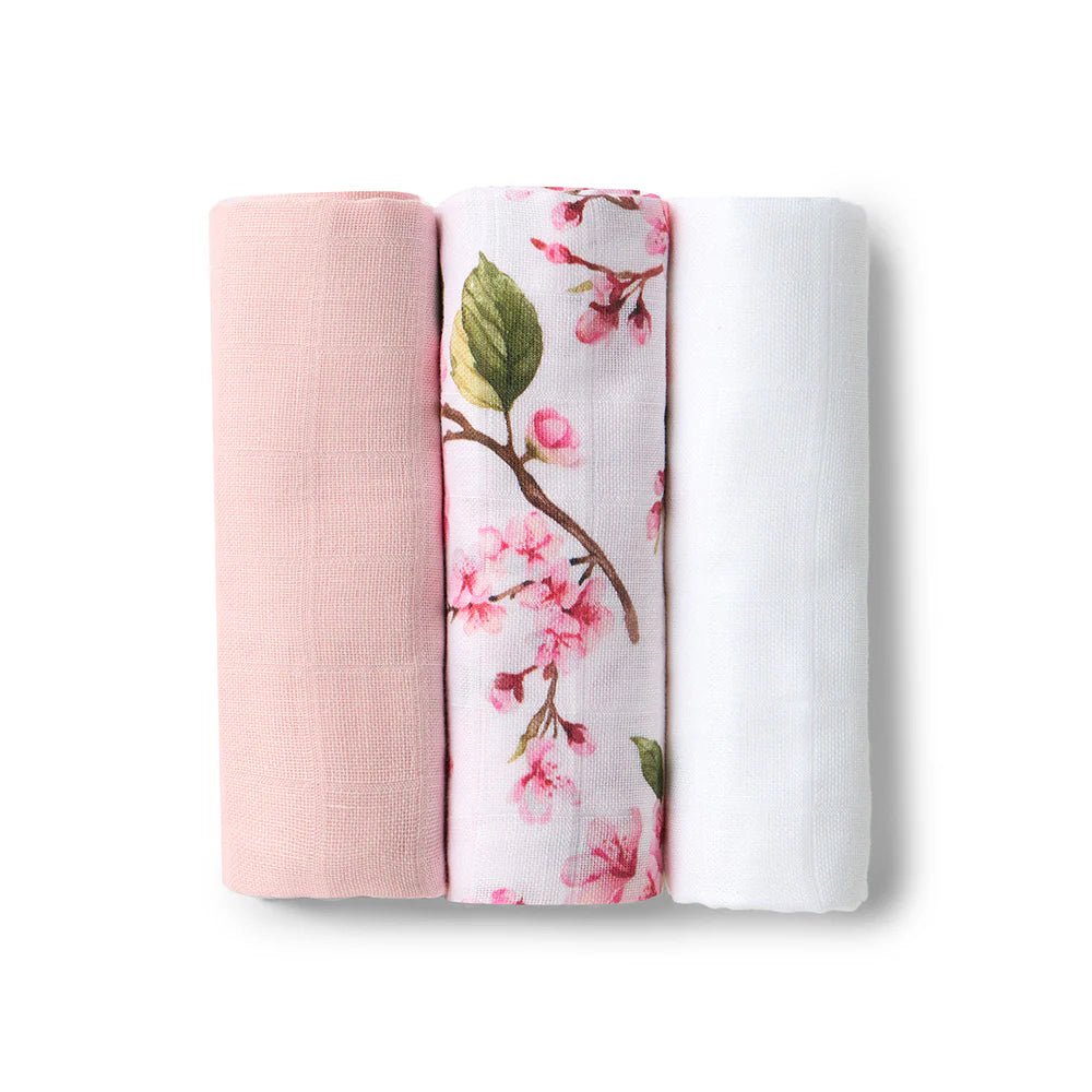 Small Organic Muslin Cloths 3pk - Milk/Cherry Blossom/Fairytale - Aster & Ruby