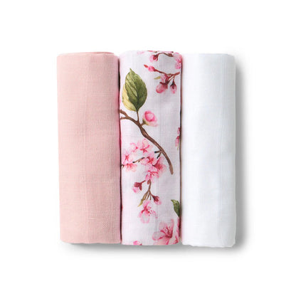 Small Organic Muslin Cloths 3pk - Milk/Cherry Blossom/Fairytale - Aster & Ruby