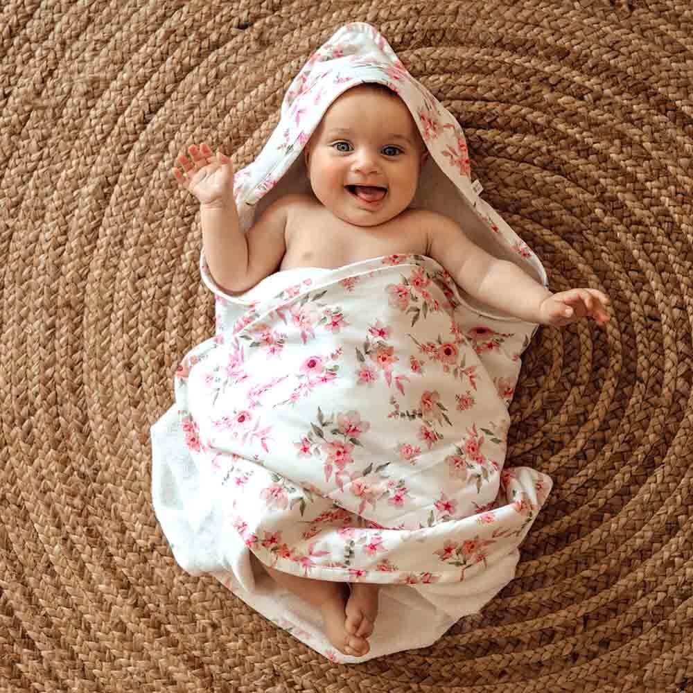 Snuggle Hunny Camille Organic Hooded Baby Towel-Aster & Ruby