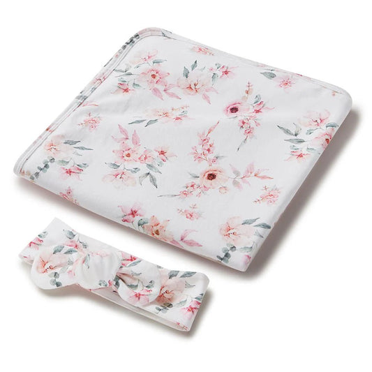Snuggle Hunny Camille Organic Jersey Wrap & Beanie Set - Aster & Ruby
