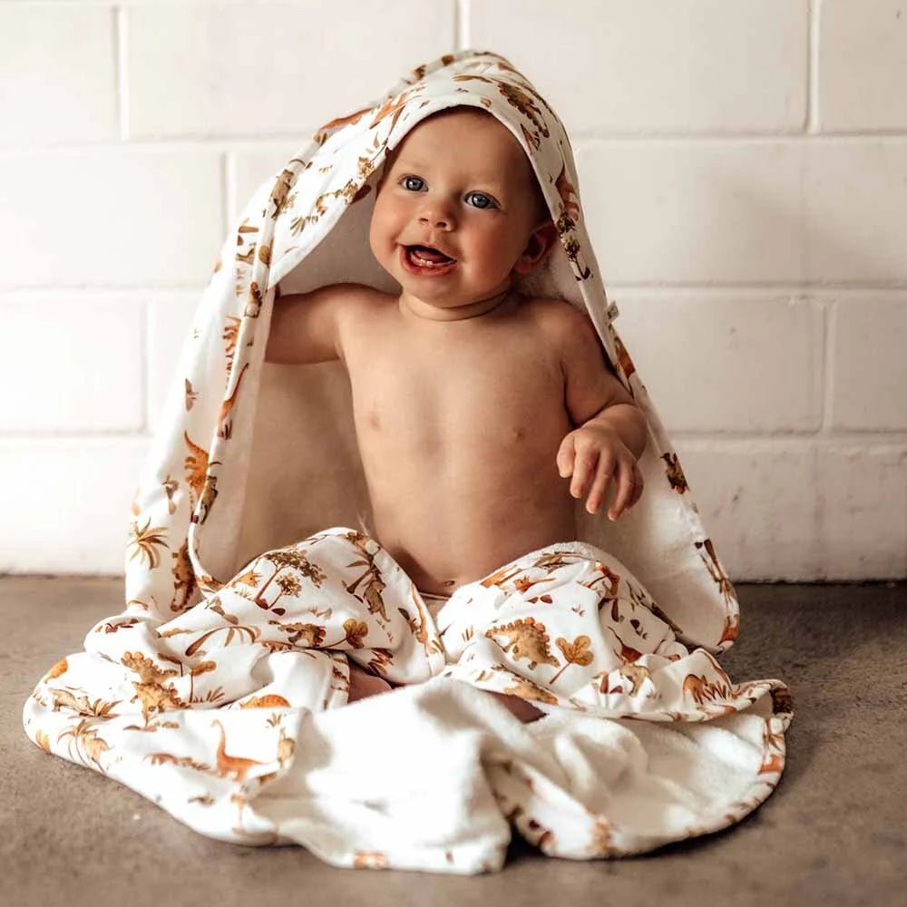 Snuggle Hunny Dino Organic Hooded Towel-Aster & Ruby