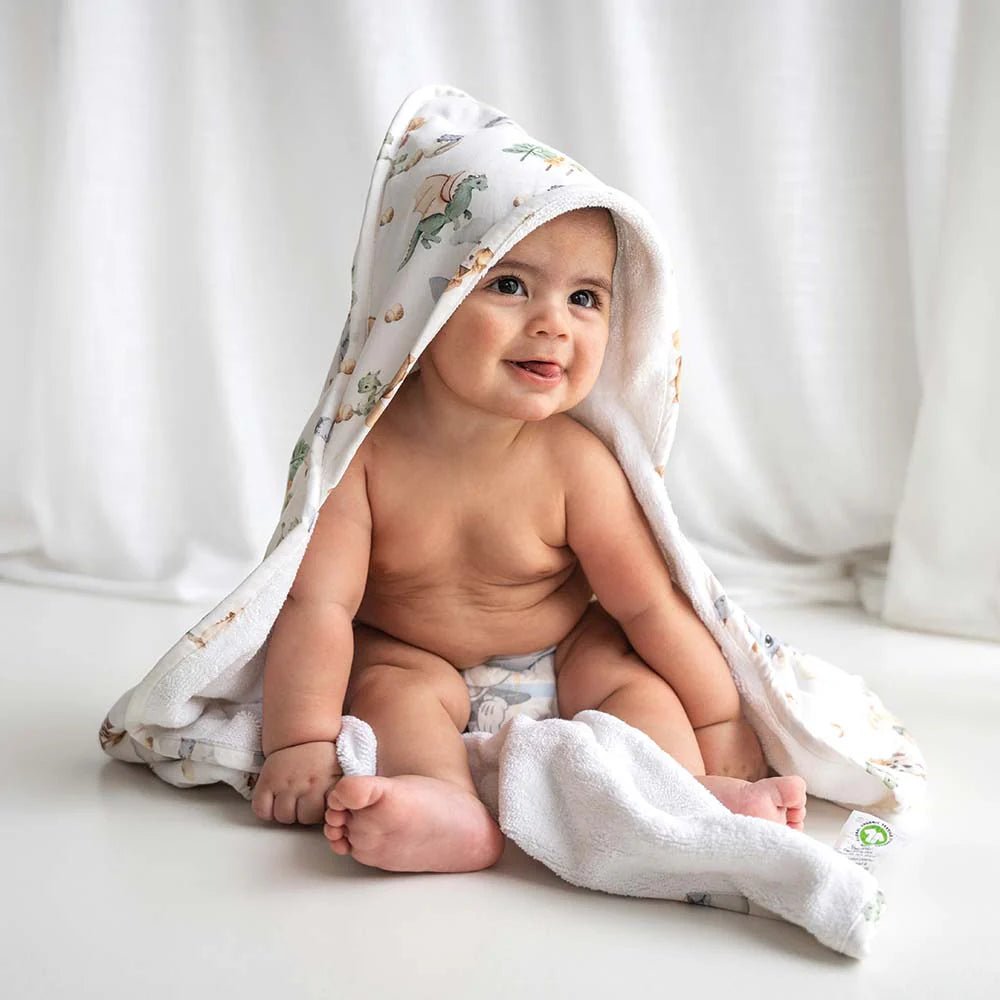 Snuggle Hunny Dragon Organic Hooded Baby Towel-Aster & Ruby