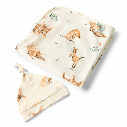 Snuggle Hunny Kanga Organic Jersey Wrap & Beanie Set - Aster & Ruby