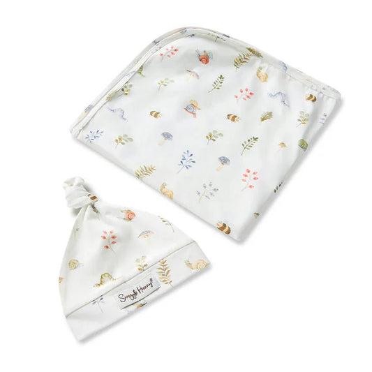 Snuggle Hunny Organic Cotton Baby Wrap Set - Garden Friends - Aster & Ruby