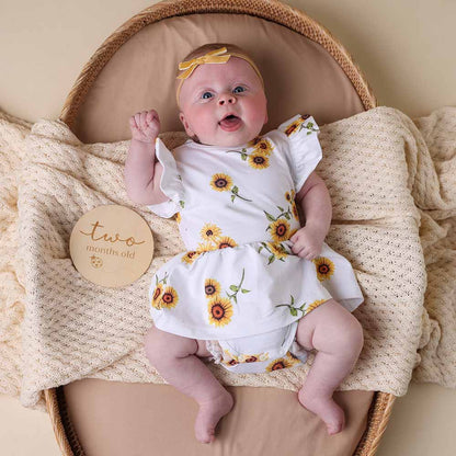 Snuggle Hunny Organic Dress With Frill - Sunflower - Aster & Ruby