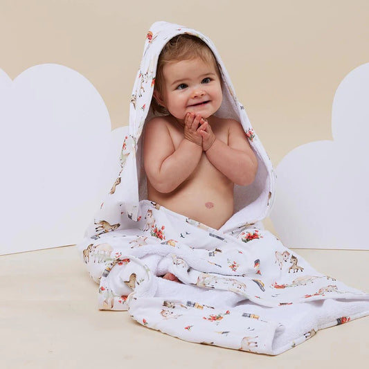 Snuggle Hunny Organic Hooded Baby Towel - Pony Pals - Aster & Ruby