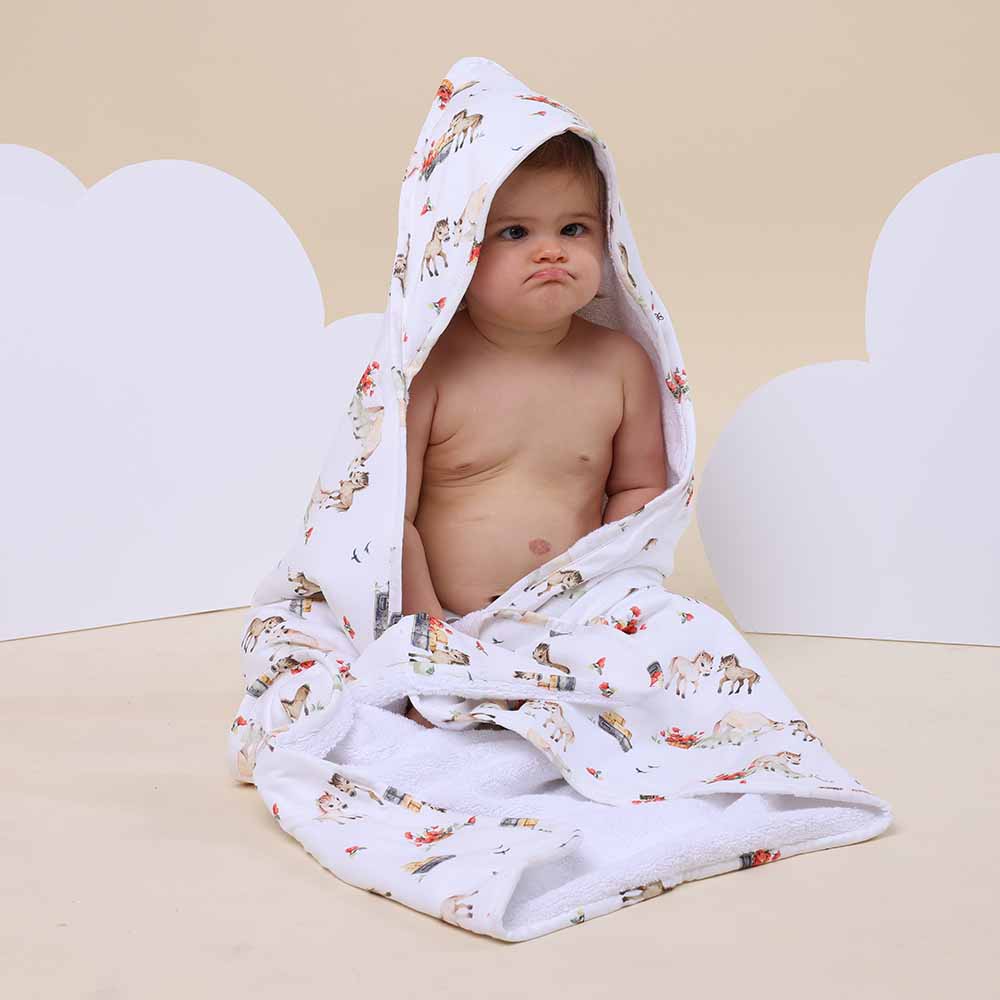 Snuggle Hunny Organic Hooded Baby Towel - Pony Pals - Aster & Ruby