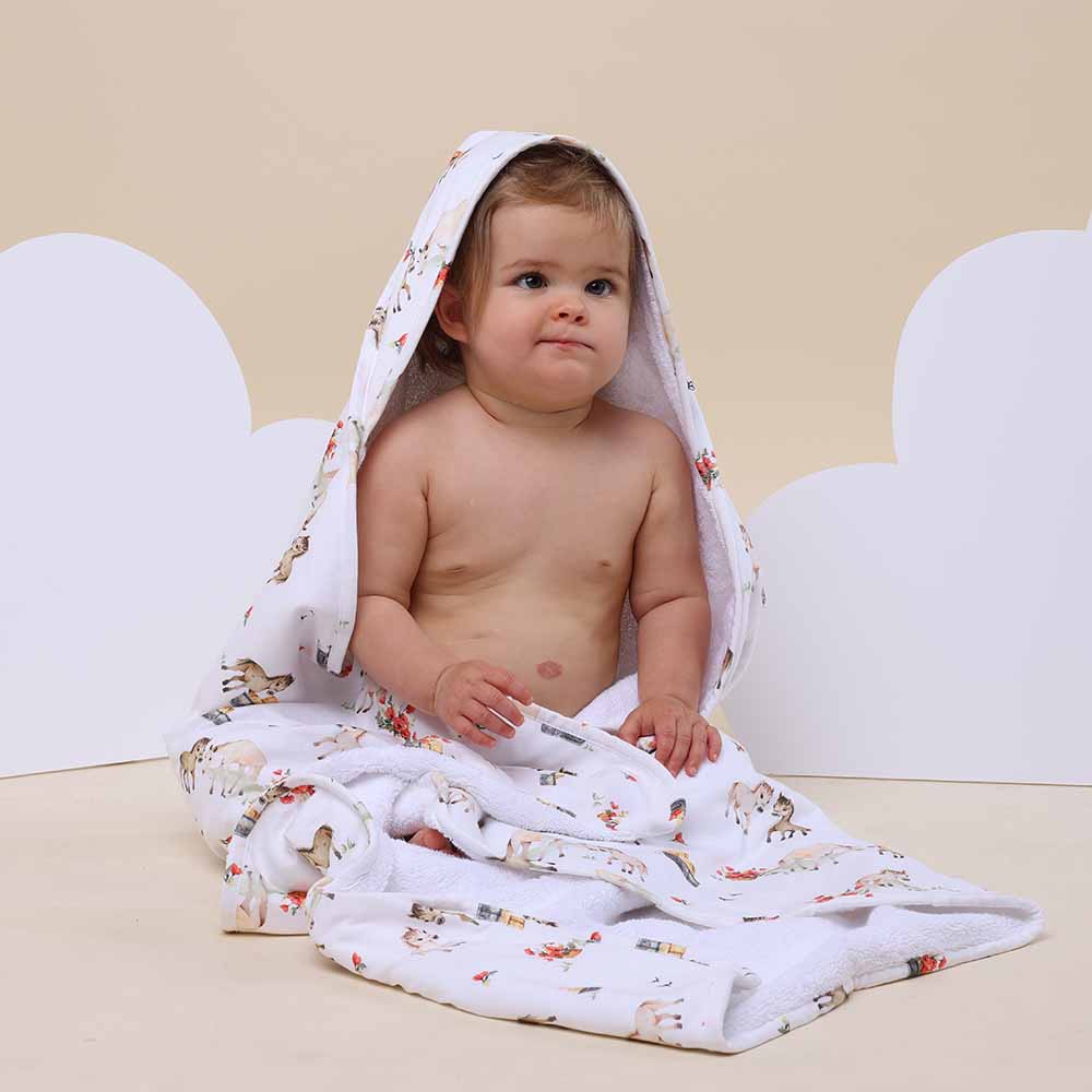 Snuggle Hunny Organic Hooded Baby Towel - Pony Pals - Aster & Ruby