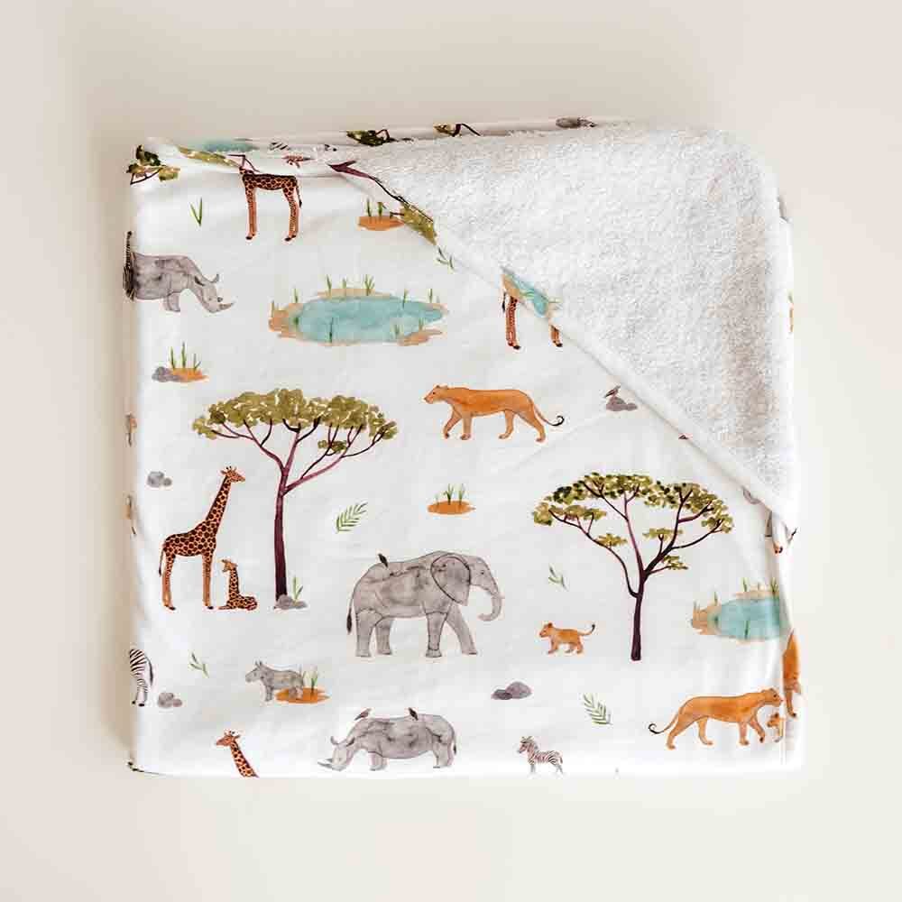 Snuggle Hunny Organic Hooded Towel - Safari - Aster & Ruby