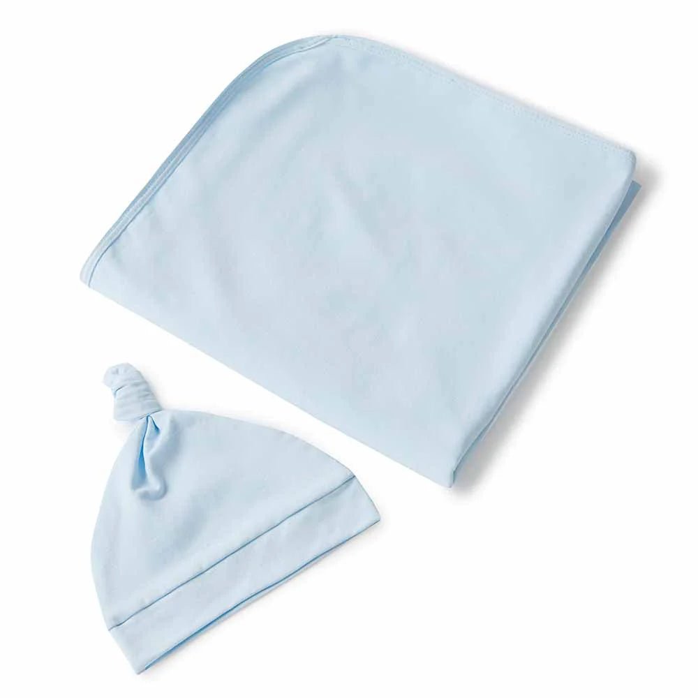 Snuggle Hunny Organic Jersey Wrap & Beanie Set - Baby Blue - Aster & Ruby