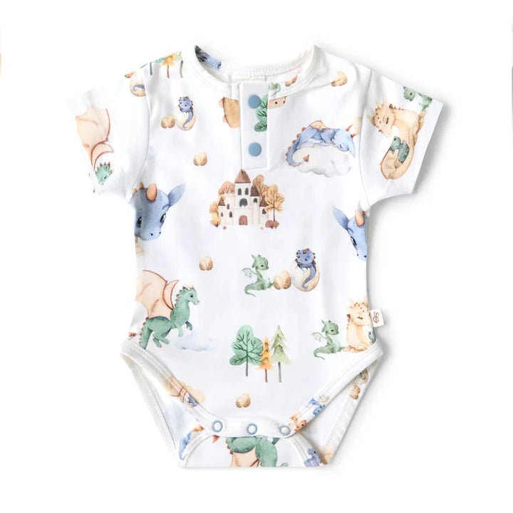 Snuggle Hunny Organic SS Bodysuit - Dragon - Aster & Ruby