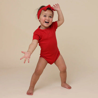 Snuggle Hunny SS Bodysuit - Red RIB - Aster & Ruby