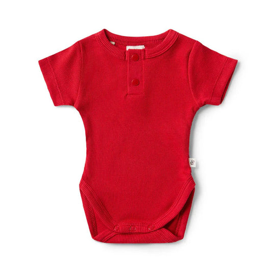 Snuggle Hunny SS Bodysuit - Red RIB - Aster & Ruby