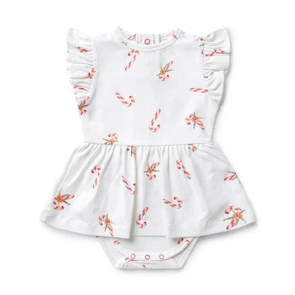 Snuggle Hunny SS Dress w/ Frill - Candy Cane - Aster & Ruby