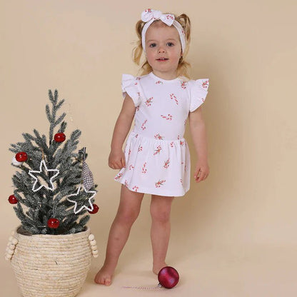 Snuggle Hunny SS Dress w/ Frill - Candy Cane - Aster & Ruby