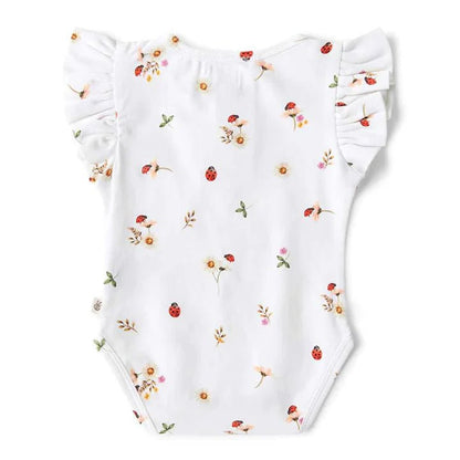 Snuggle Hunny SS Organic Bodysuit w/ Frill - Ladybug - Aster & Ruby