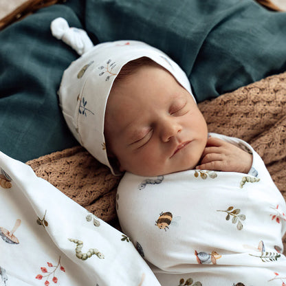 Garden Friends Organic Jersey Wrap & Beanie Set