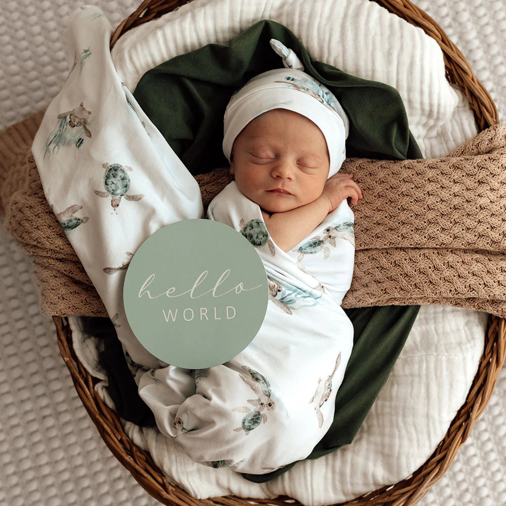 Snuggle Hunny Kids Turtle Organic Jersey Wrap & Beanie Set | Aster & Ruby