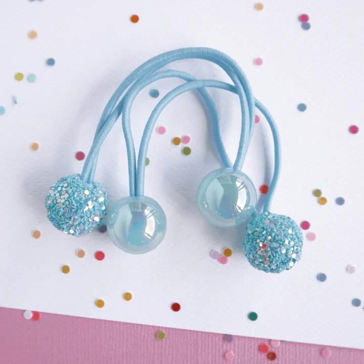 Sparkle Gem Hair Bobbles Blue-Aster & Ruby