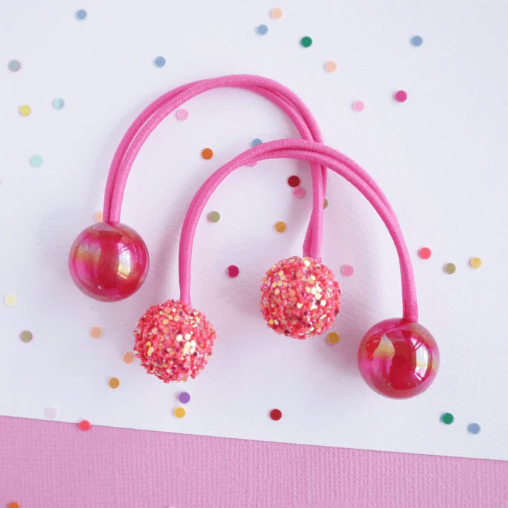 Sparkle Gem Hair Bobbles Hot Pink-Aster & Ruby