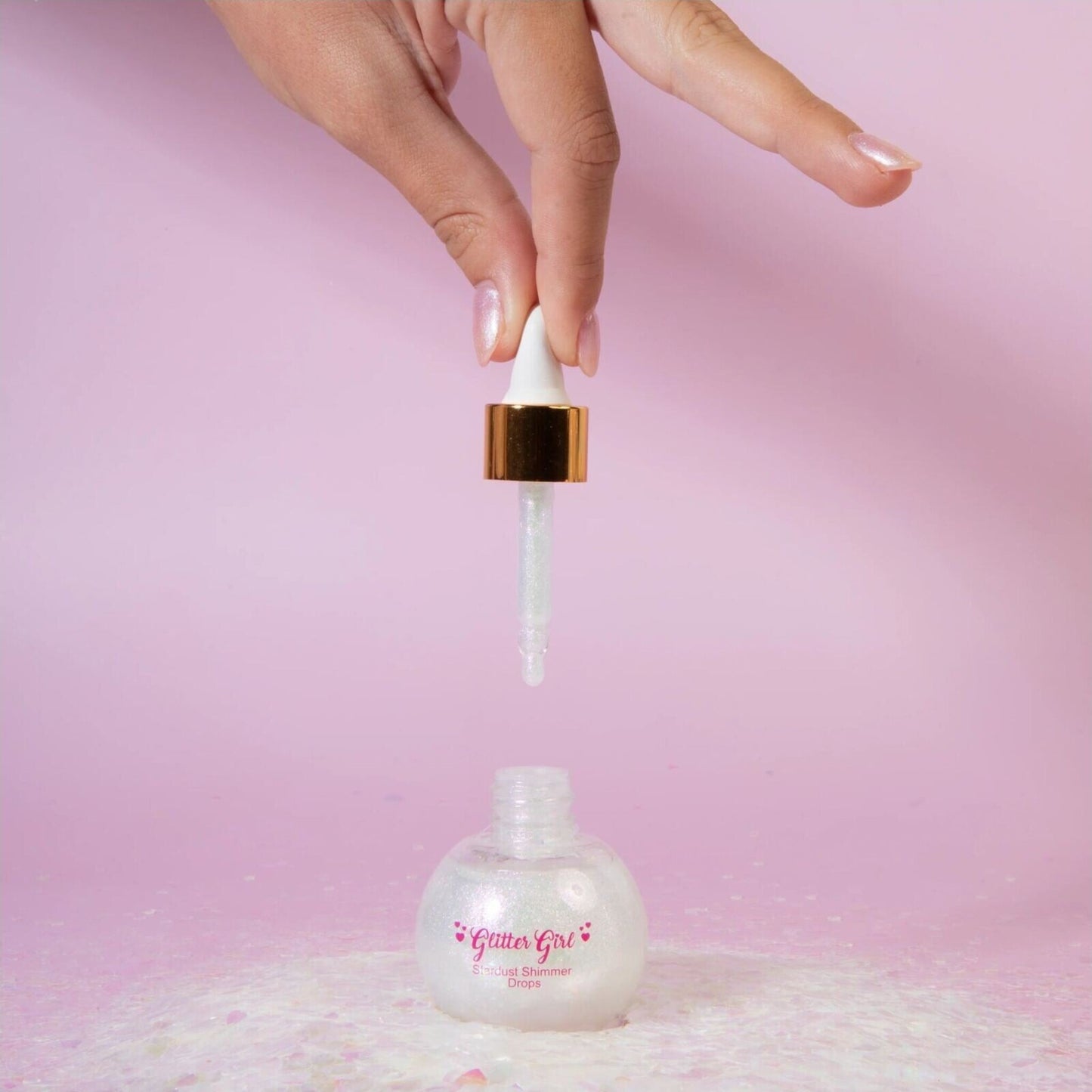 Stardust Shimmer Drops – Pink-Pearl Glow for Face & Body – children's product by Glitter Girl | Aster & Ruby