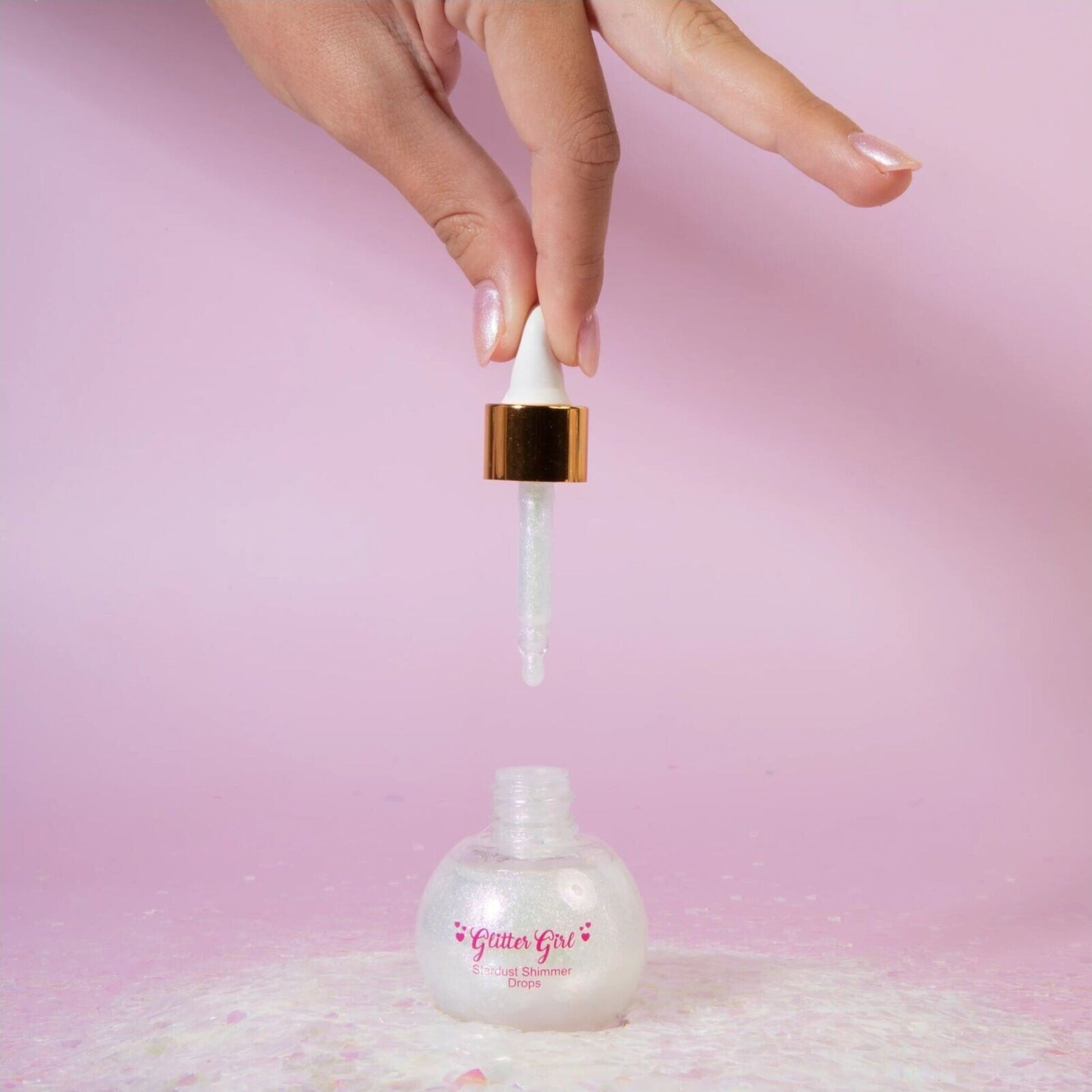 Stardust Shimmer Drops – Pink-Pearl Glow for Face & Body – children's product by Glitter Girl | Aster & Ruby