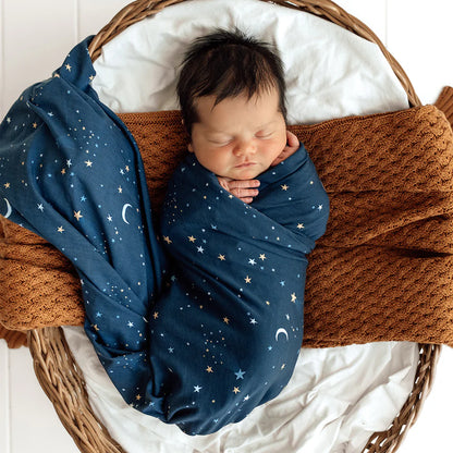 Starry Night Organic Jersey Wrap & Beanie Set