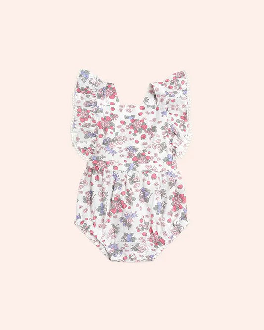 Stawberry Garden Playsuit Cream - Aster & Ruby