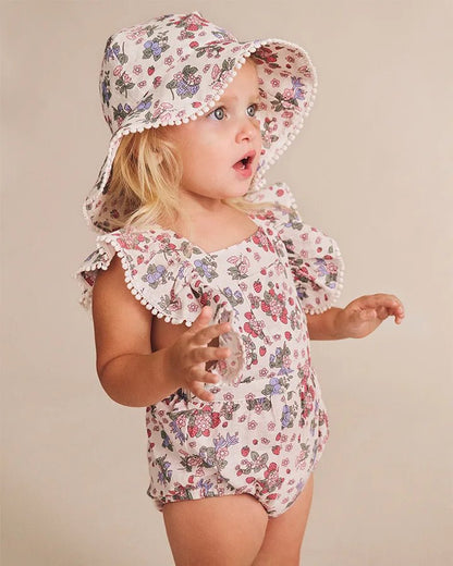 Stawberry Garden Playsuit Cream - Aster & Ruby