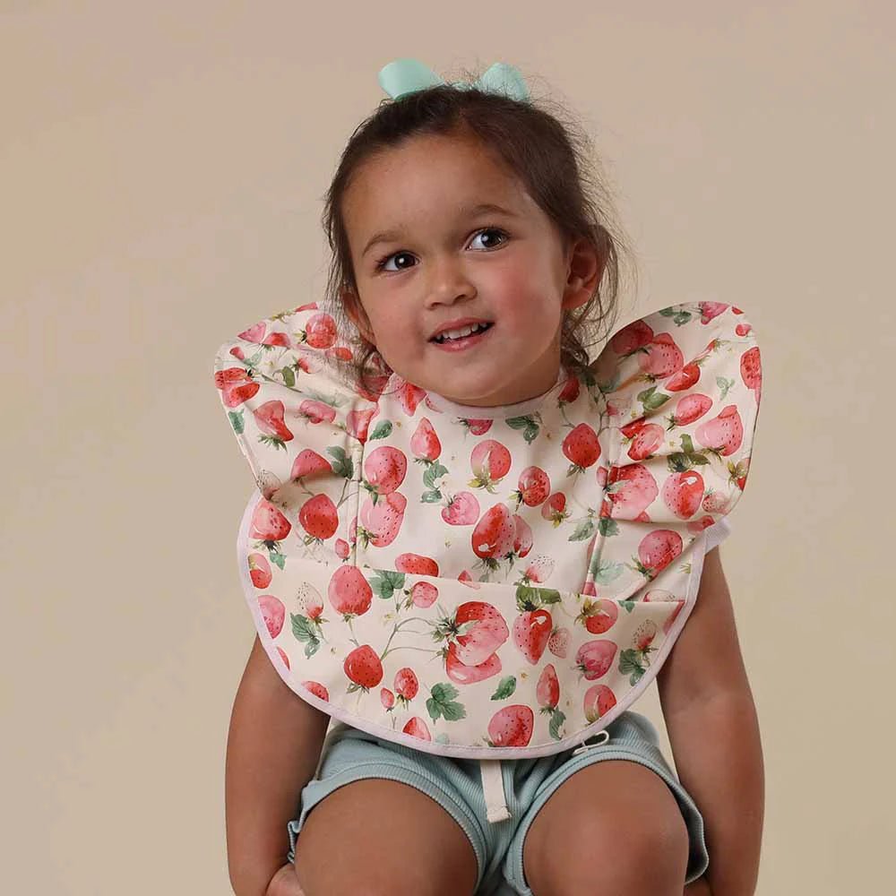 Strawberry Frill Snuggle Bib - Aster & Ruby