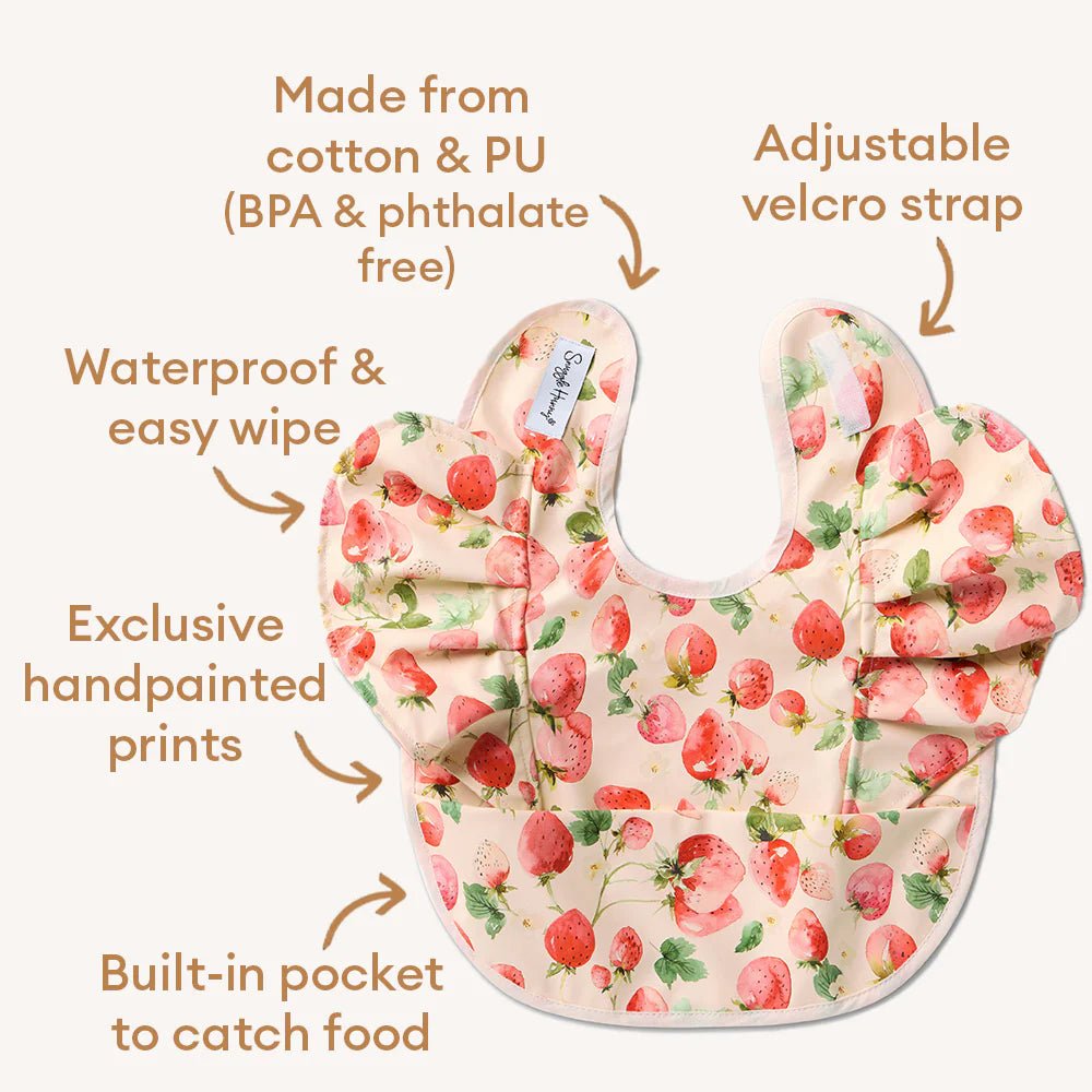 Strawberry Frill Snuggle Bib - Aster & Ruby