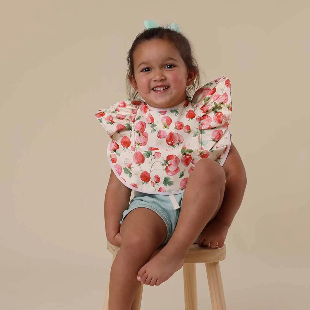 Strawberry Frill Snuggle Bib - Aster & Ruby