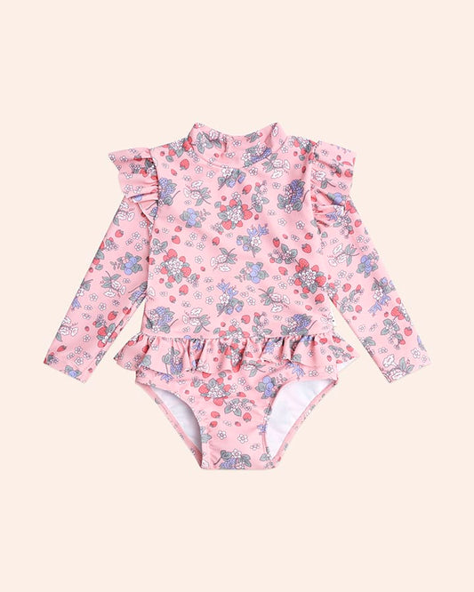 Strawberry Garden Frill Swimsuit - Aster & Ruby
