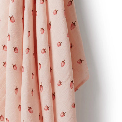 Strawberry Kisses Organic Muslin - Aster & Ruby