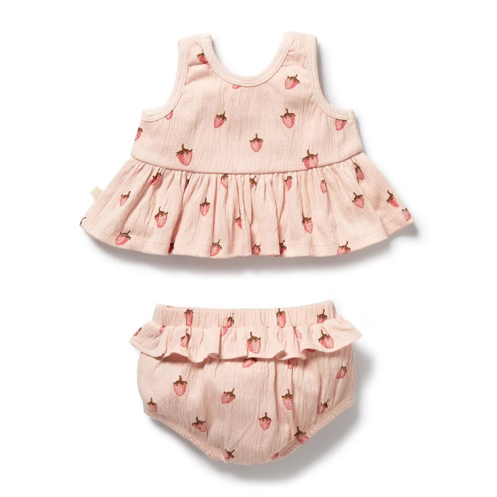 Strawberry Kisses Organic Ruffle Set - Aster & Ruby