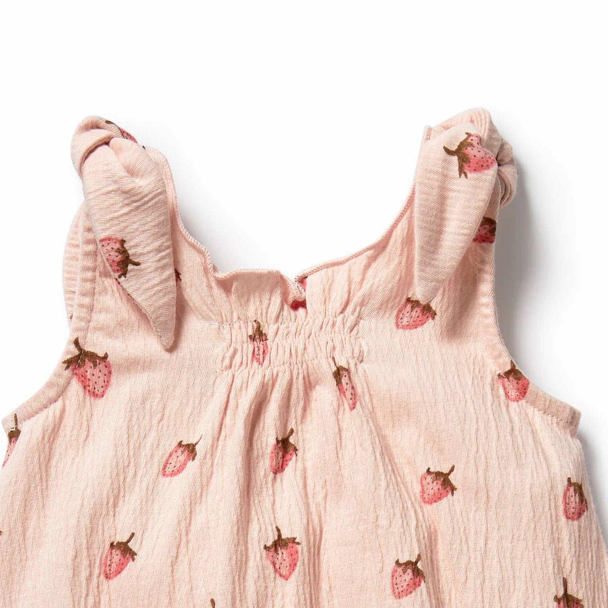 Strawberry Kisses Organic Tie Playsuit - Aster & Ruby
