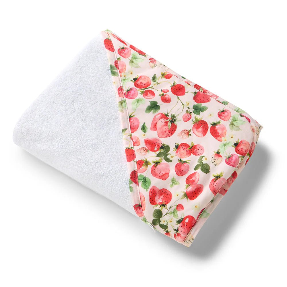 Strawberry Organic Hooded Baby Towel - Aster & Ruby