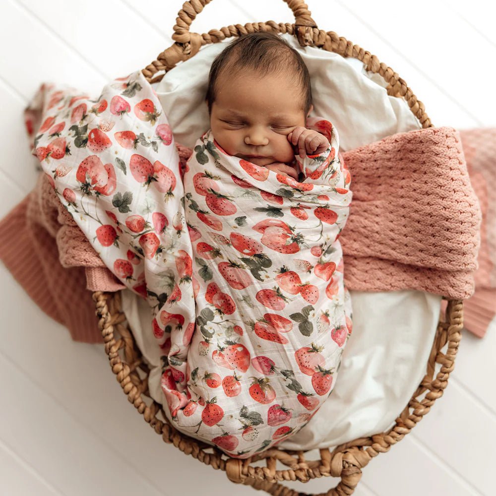 Strawberry Organic Muslin Wrap - Aster & Ruby