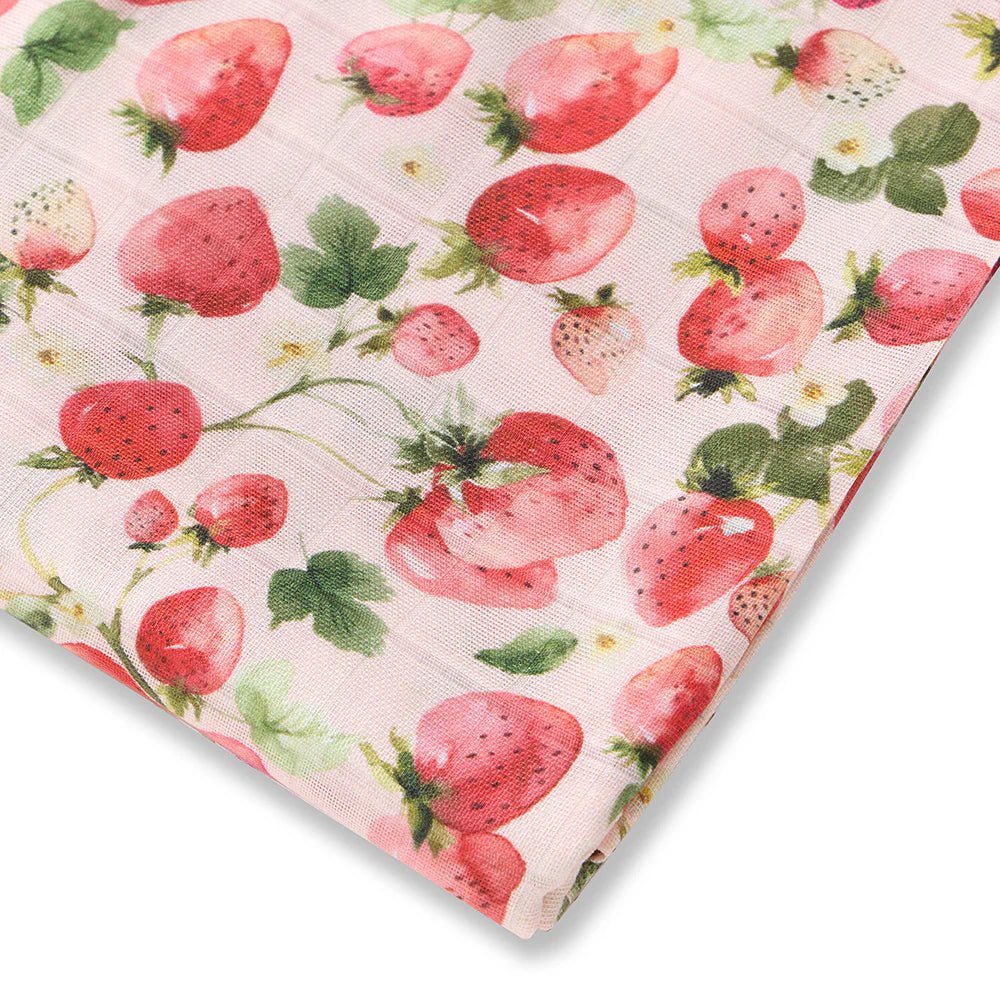Strawberry Organic Muslin Wrap - Aster & Ruby