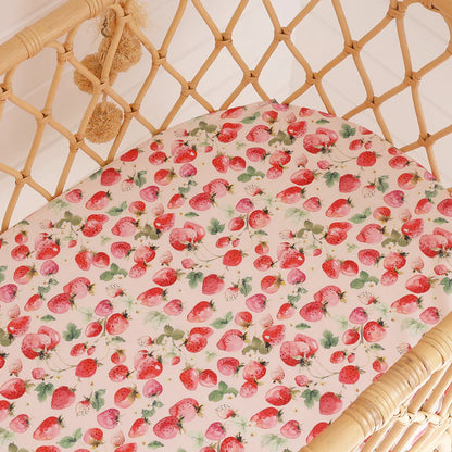 Strawberry Organic Bassinet Sheet / Change Pad Cover