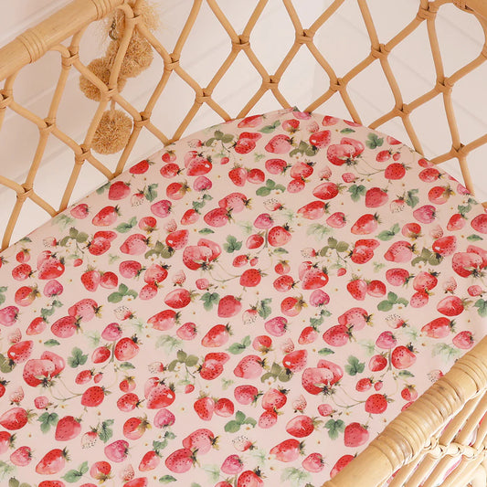 Strawberry Organic Bassinet Sheet / Change Pad Cover