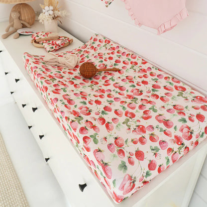 Strawberry Organic Bassinet Sheet / Change Pad Cover