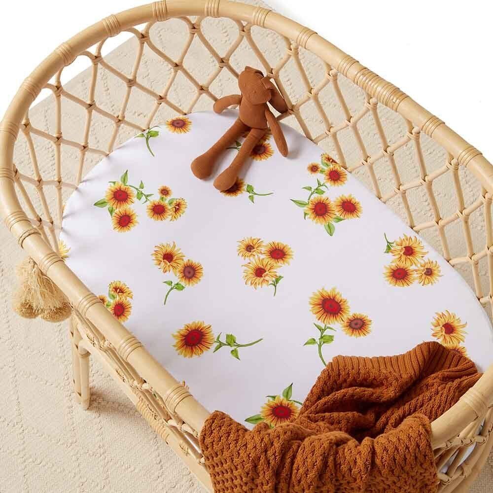 Sunflower Bassinet Sheet / Change Pad Cover - Aster & Ruby