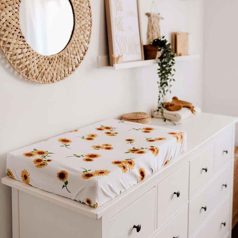 Sunflower Bassinet Sheet / Change Pad Cover - Aster & Ruby