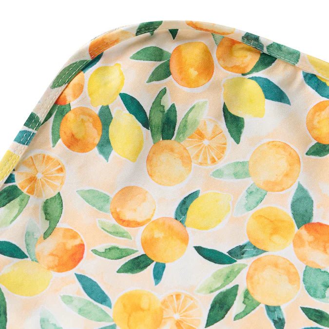 Sunny Citrus Organic Jersey Wrap & Beanie Set - Aster & Ruby