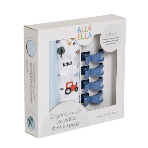 Swaddle 2pk & Pegs Gift set- Barnyard