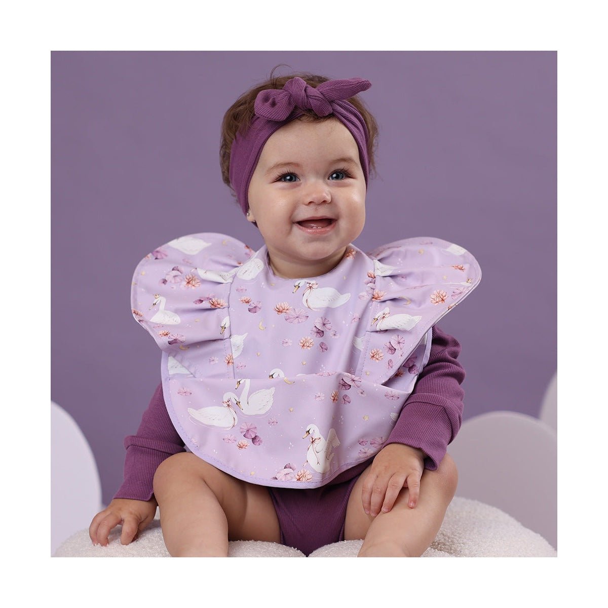 Swan Lake Frill Snuggle Bib - Aster & Ruby
