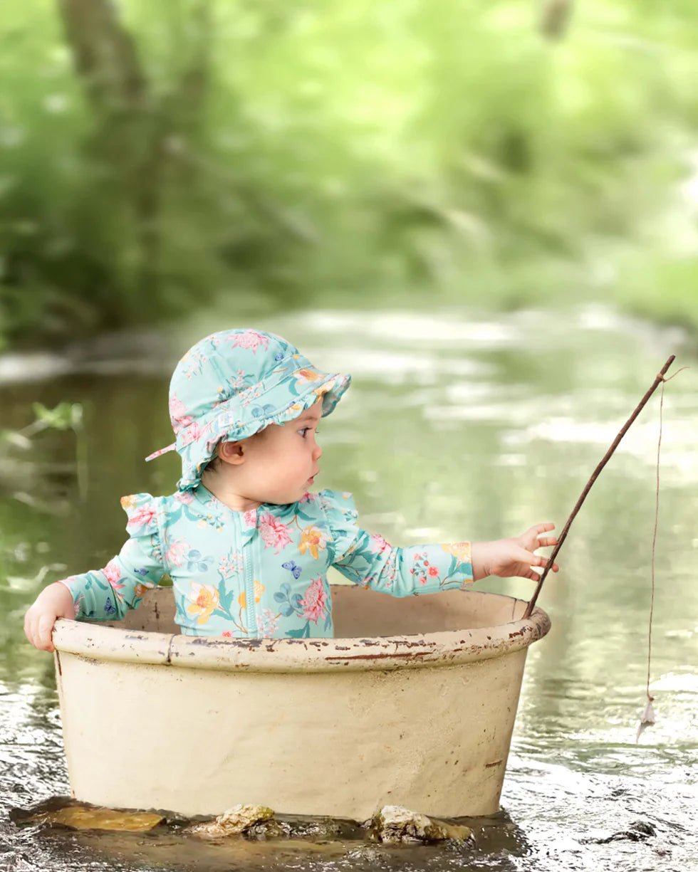 Swim Bell Hat Ripple Waratah Mint - Aster & Ruby